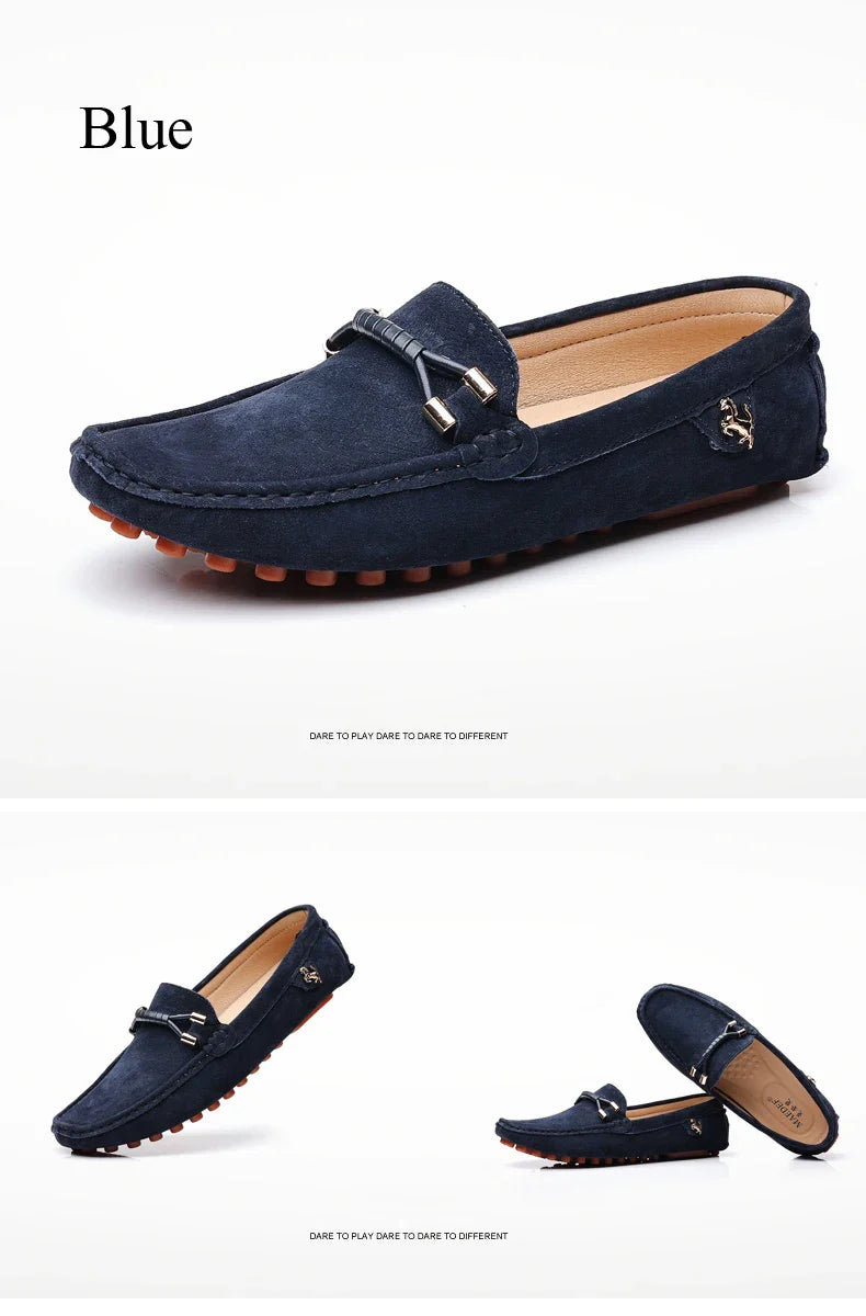 Size 48 Loafers Men Luxury Brand Moccasins Shoes Men Suede Leather Loafers Shoes Slip on Non-slip Driving Loafers for Men