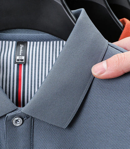 Brand 100%pure cotton short sleeve polo shirt men's new fashion letter embossed business casual solid color summer lapel T-shirt