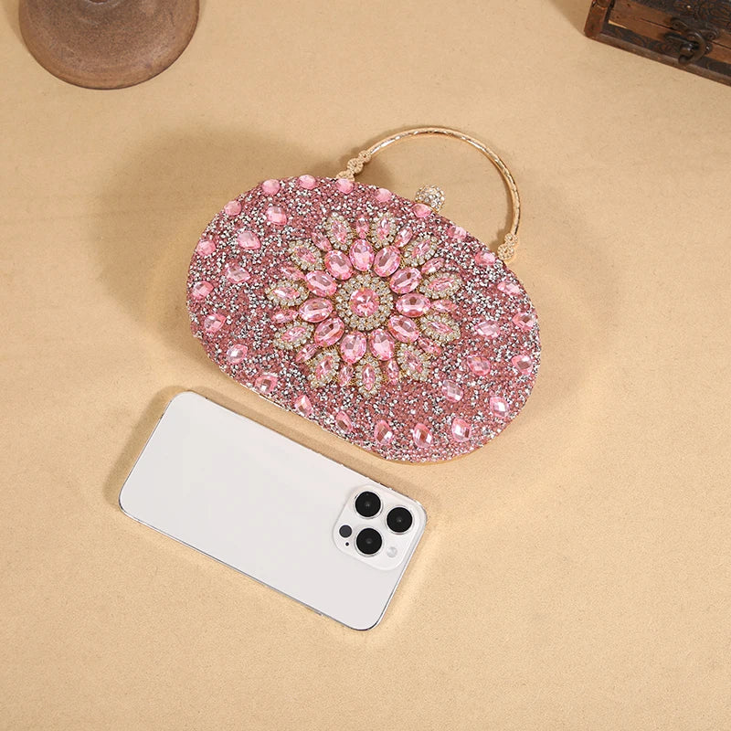 Cross-border explosive sunflower dinner bag Fashion banquet clutch bag Dress evening bag Diamond set bag European and American p