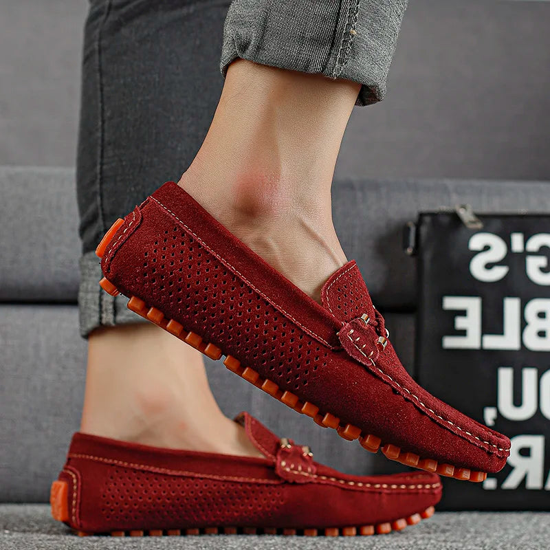 Mens Casual Shoes Genuine Leather Man Loafers Slip on Flats Lightweight Mens Driving Shoes Lazy Shoes