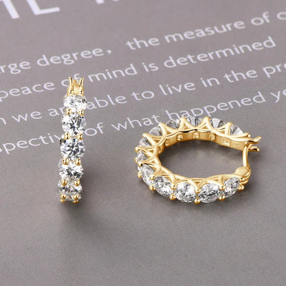 Luxury D Color 4mm 0.3CT Full Moissanite Hoop Earrings for Women S925 Silver All Diamond Earring Ear Buckle Fine Jewelry