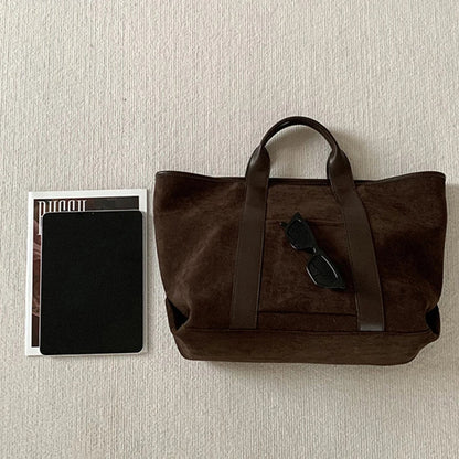 Vintage Suede Large Capacity Handbag Simple All-match Fashion Tote Bags Design Casual Top Handle Shoulder Bag For Women