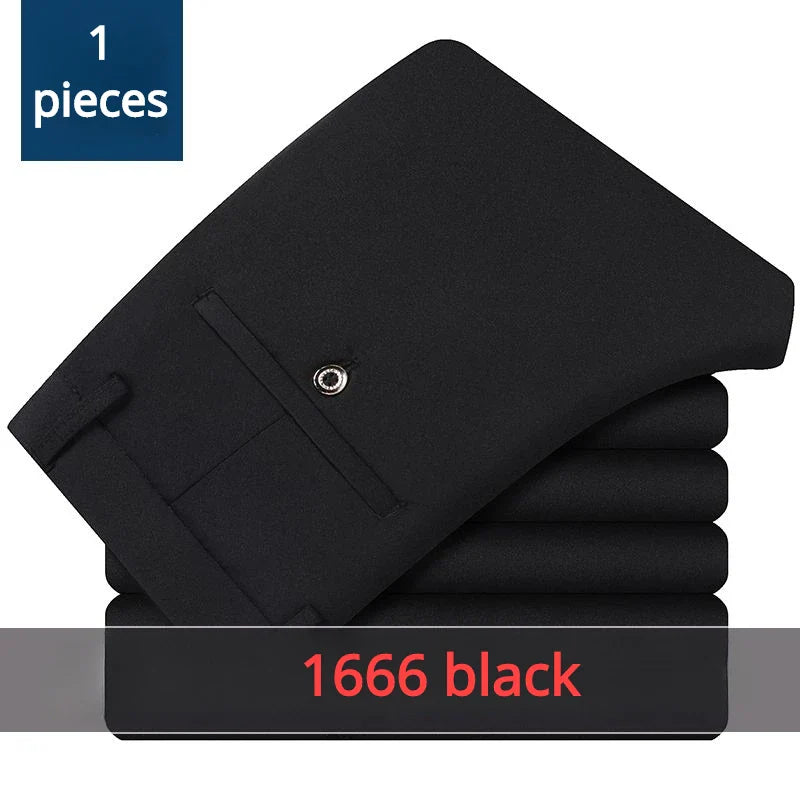 Stylish Black Dress Pants for Men Comfortable Casual Trousers Four-Season Korean Business Suit Pants Male Stretch Slim-Fit Pants