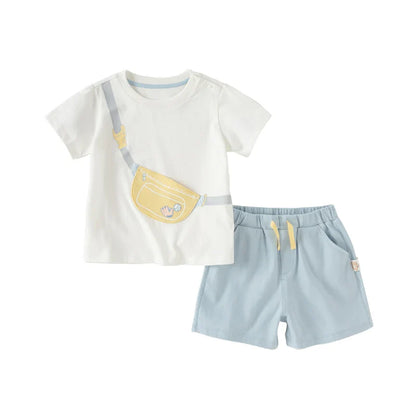 Boy's Suit 2025 New Summer Clothes Children's Short-Sleeved T-shirt Shorts Baby Two-Piece Set Casual Sport DB2240629