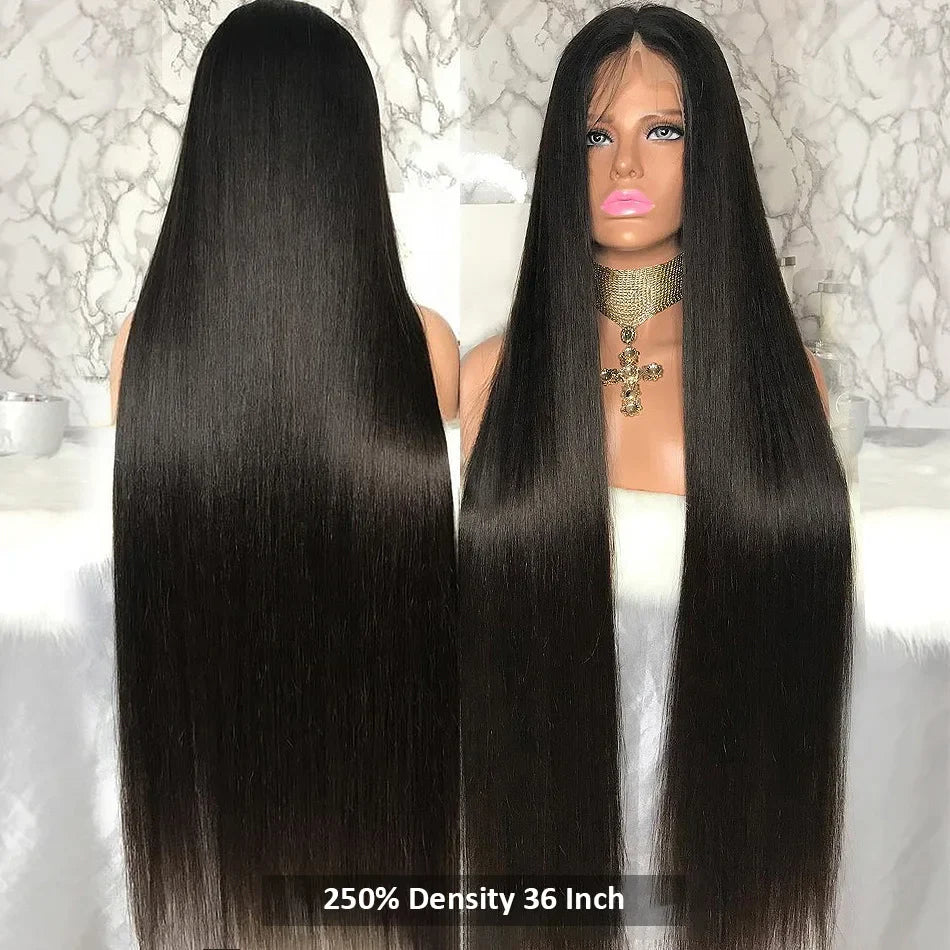 42 44 Inch Lace Front Human Hair Wigs 13x4 13x6 Transparent Lace Bone Straight Wig Brazilian 250 Density Frontal Wigs For Women