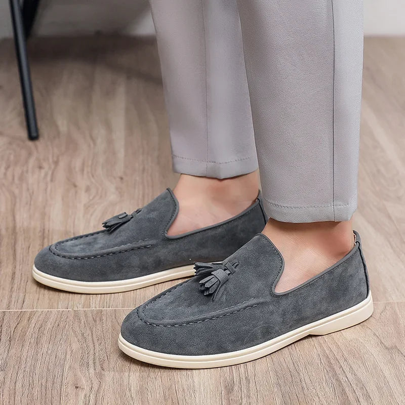 Unisex Lightweight Flat Bottom Tassel Casual Shoes Fashionable Versatile Large Size Men's Shoes Business Casual Slip-On Loafers