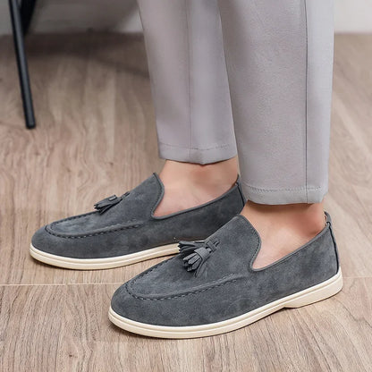 Unisex Lightweight Flat Bottom Tassel Casual Shoes Fashionable Versatile Large Size Men's Shoes Business Casual Slip-On Loafers