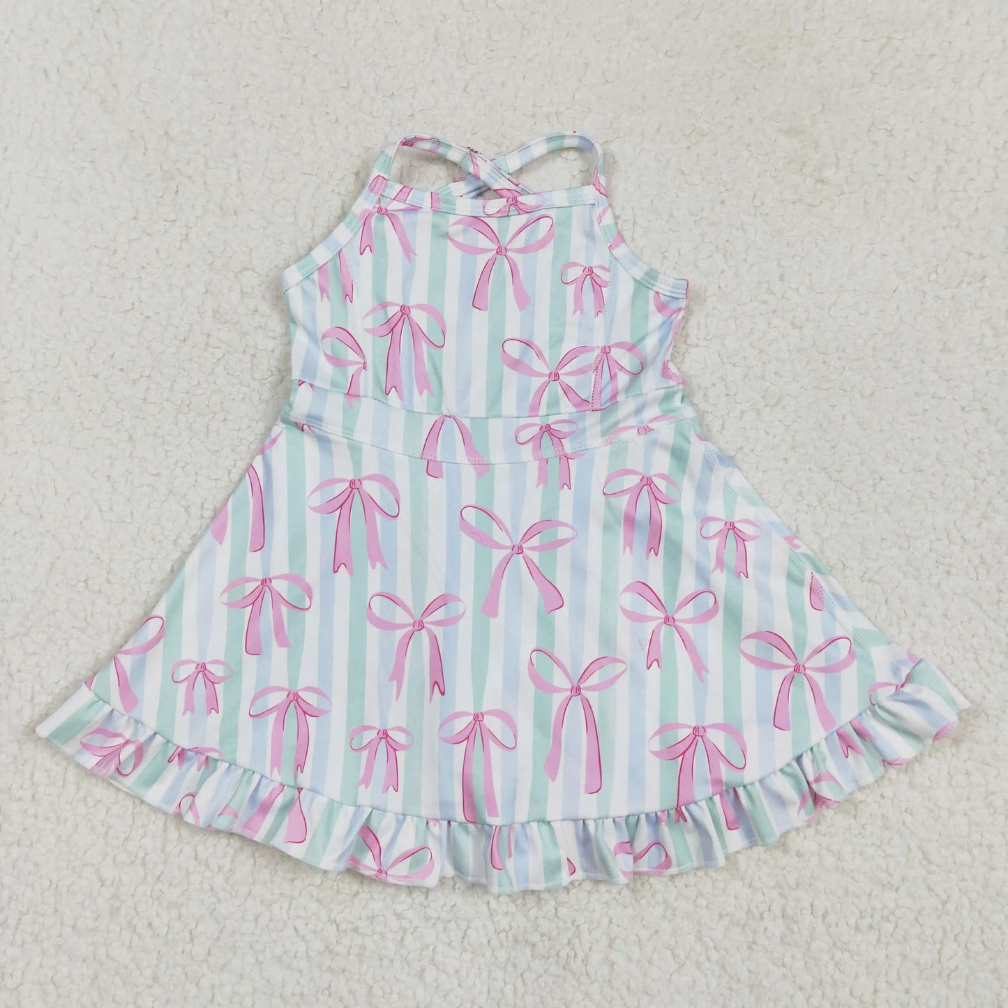 Summer Baby Girl Bows Skorts Toddler Infant Knee Length Dress Kids Children Sleeveless Yoga One Piece Strap Clothes