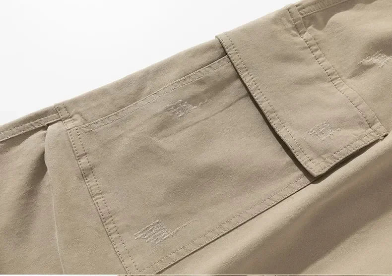 Men's Baggy Cargo Pants with Pockets 100% Cotton Drawstring Elastic Waist Wide Leg Outdoor Casual Pants Plus Size 8XL