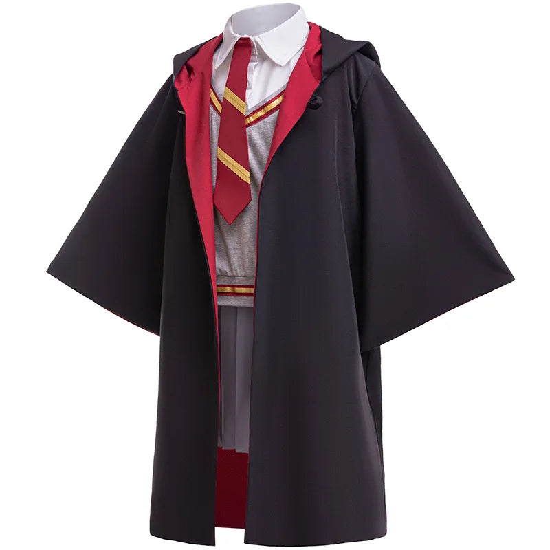 Children's Halloween Movie Cosplay Costume Girls Striped Top + Cape Casual Suit Carnival Halloween Birthday Magic School Dress