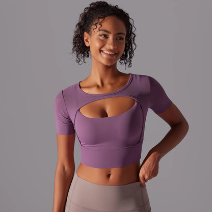Women's Mesh Yoga Shirt Sexy Short Sleeve T-Shirt Sport Top Blouse Cover Up Quick Dry Gym Clothes Running Fitness Tank Sportwear