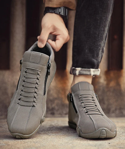 Men's Casual Shoes Side Zipper Short Boots Versatile Flats Bottom Trbottomyy Fashion Pu Leather Men's Shoes Spring Suitable for Outdoor Sports