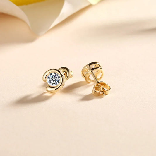 925 Sterling Silver Stud Earrings Women 0.5ct Moissanite Diamond Round Cut Fire Gemstone Wedding Fine Jewelry