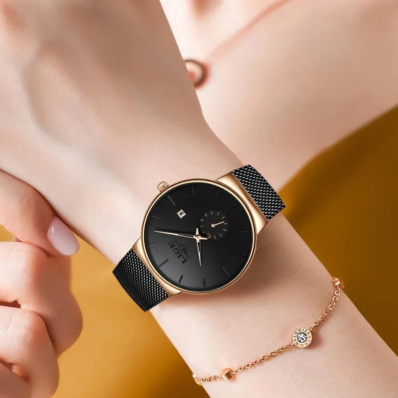Ultra Thin Fashion Casual Ladies Watches Elegant Luxury Waterproof Business Quartz Watch for Women Gift Auto Calendar Clock