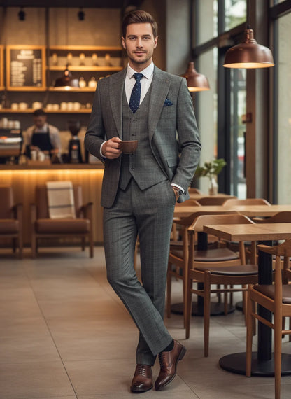 High Quality Plaid suit Formal Business Office Men's Suits Fashionable and Casual evening gown