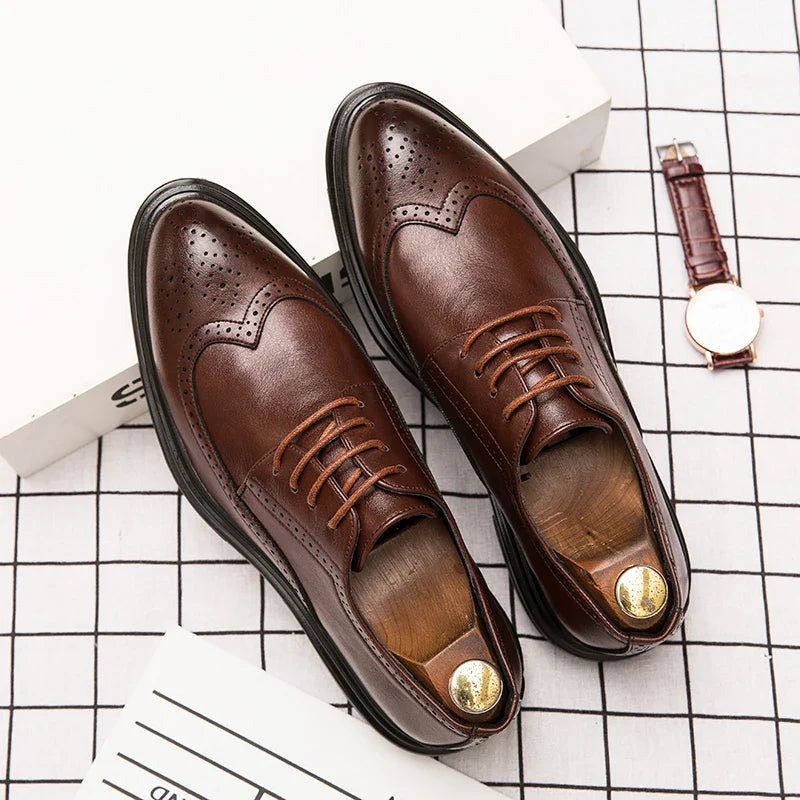 Clsssic Casual Business Shoes For Men Wedding Social Oxford Shoes Men's Dress Leather Office Formal Party Leather Brogues Shoes