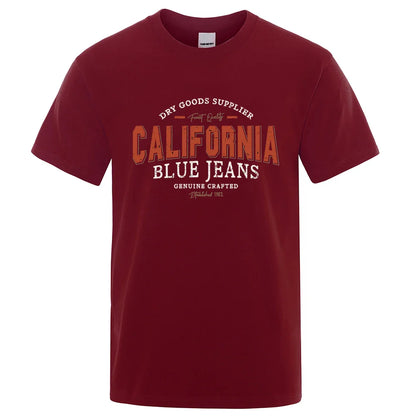 California Usa City Street Letter Pattern Print Men T Shirt Fashion Cotton T-Shirts Oversized Streetwear Summer Breathable Tops