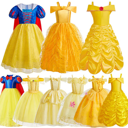 Girls Halloween Belle Dresses Girl Snow White Dress Kids Christmas Carnival Cosplay Clothes Children Princess Costumes
