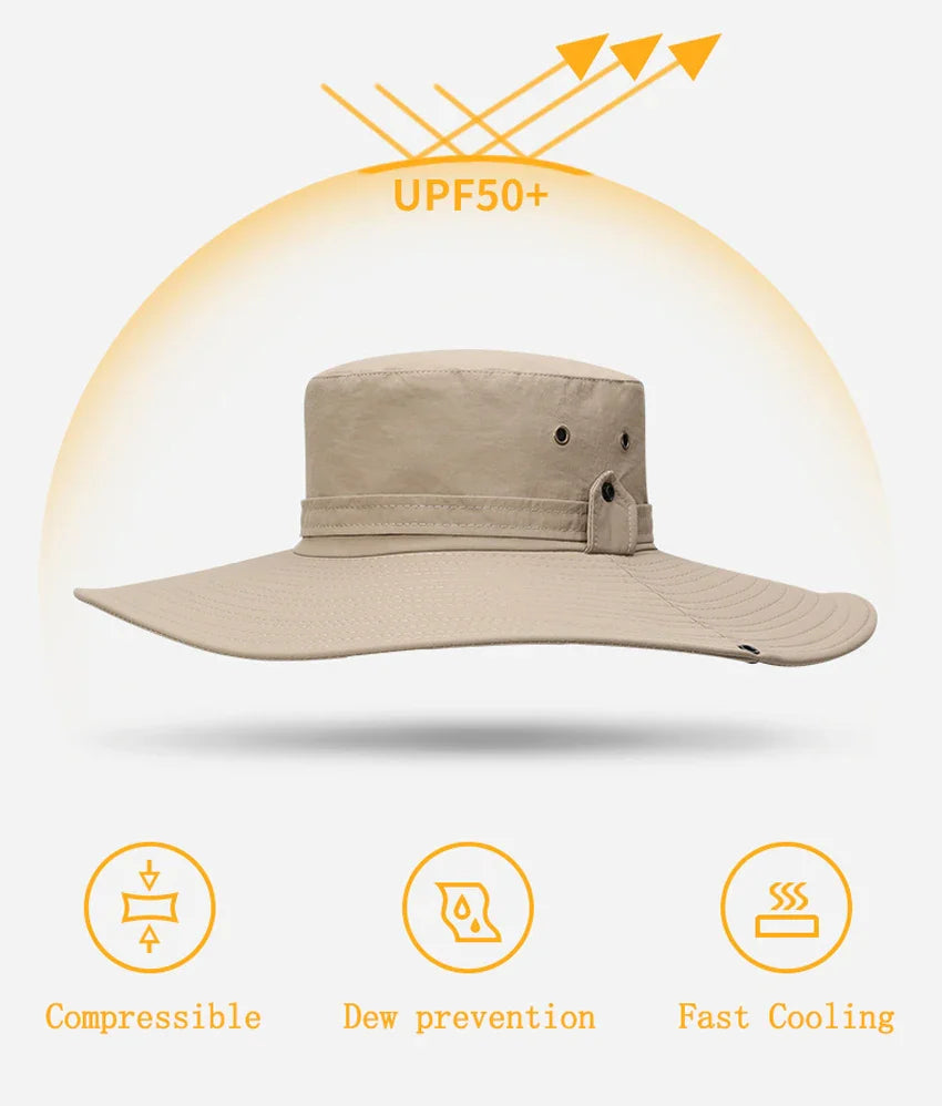 Bucket Hat Cowboy Men Outdoor Fishing Hiking Beach Hats Mesh Breathable