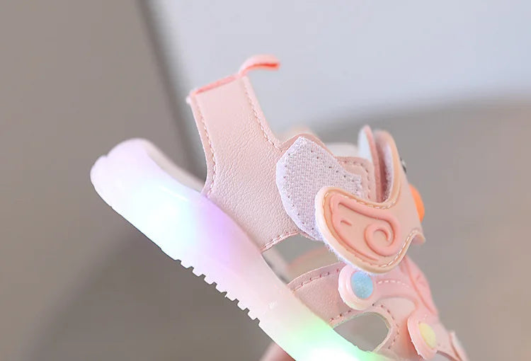 LED Light Baby Shoes 2023 Summer 0-3 Year Old Boys/girl Headband Anti Kick Sandals with Soft Soles Baby Toddler Soles Beach Shoe