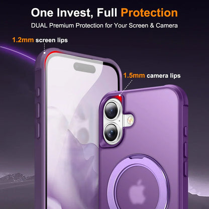 For iPhone 17/17 Pro/17 pro Max/17 Air Case with 360° Rotatable Matte Magnetic Ring Hidden Stand Drop-Proof Protection