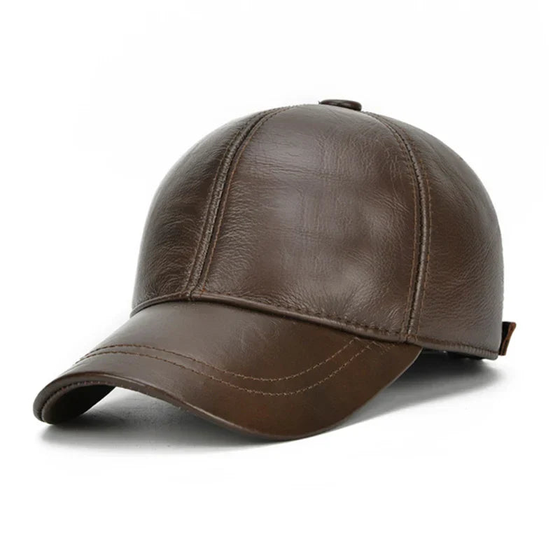 2026 Adjustable Men's Genuine Cowhide Leather Baseball Cap for Fall Winter Outdoor Sports Hat Men Real Cowhide Leather Caps