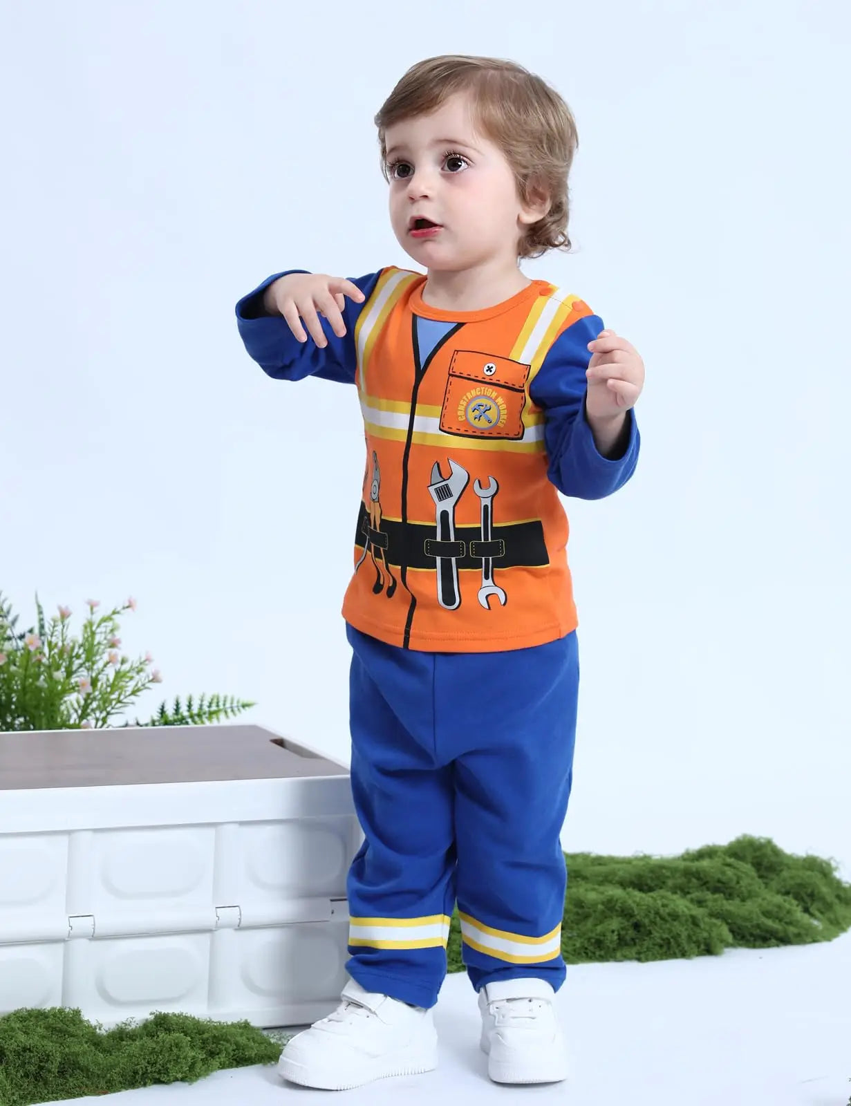 Boys Pilot Costumes Baby Firefighter Clothing Infant Police Cosplay Party Outfits Set Long Pants with Hat Halloween Costume