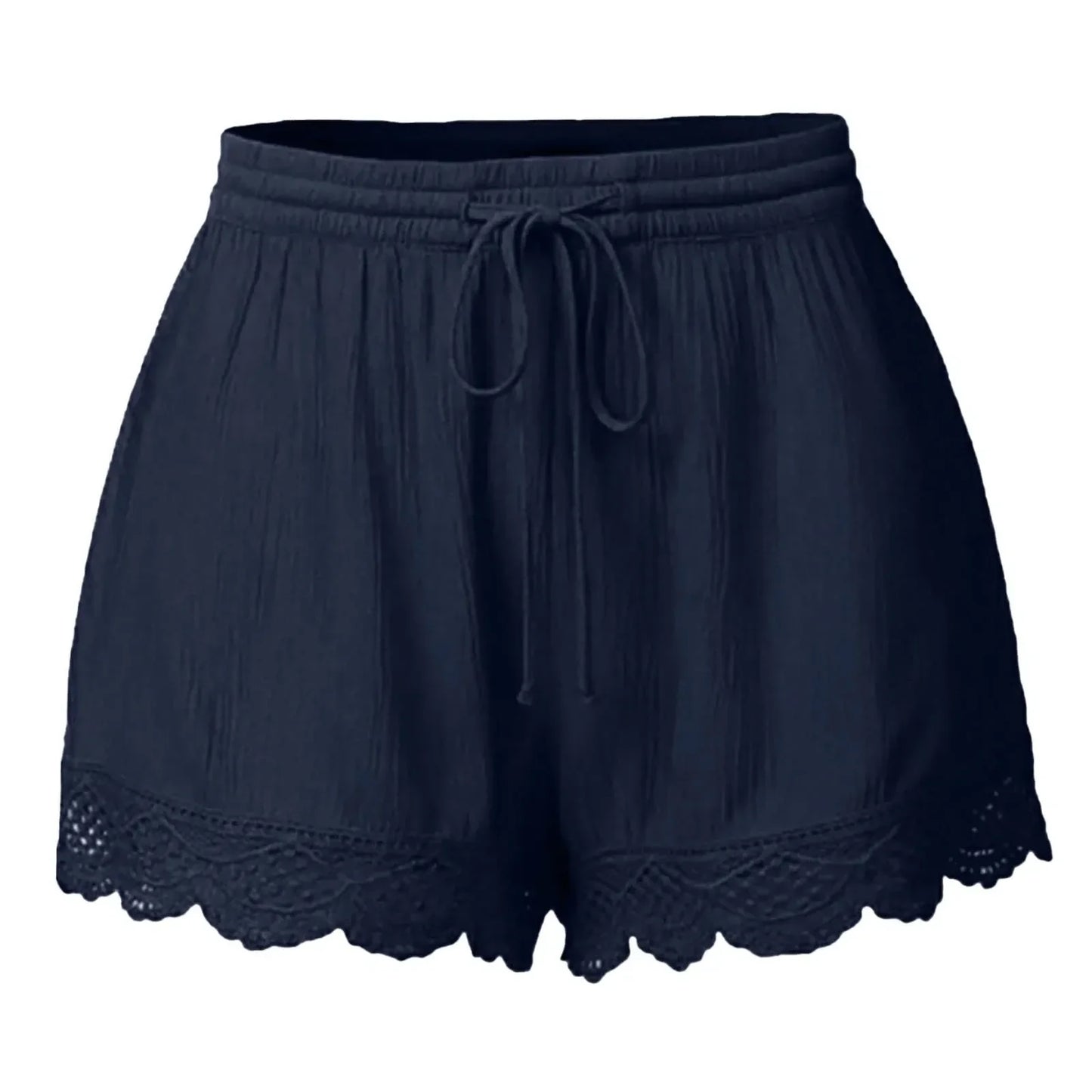 Shorts For Women Ruffle Hem Casual Shorts Plus Size Drawstring  Lace Shorts
