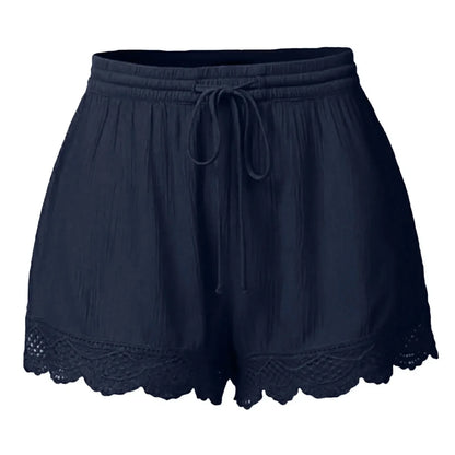 Shorts For Women Ruffle Hem Casual Shorts Plus Size Drawstring  Lace Shorts
