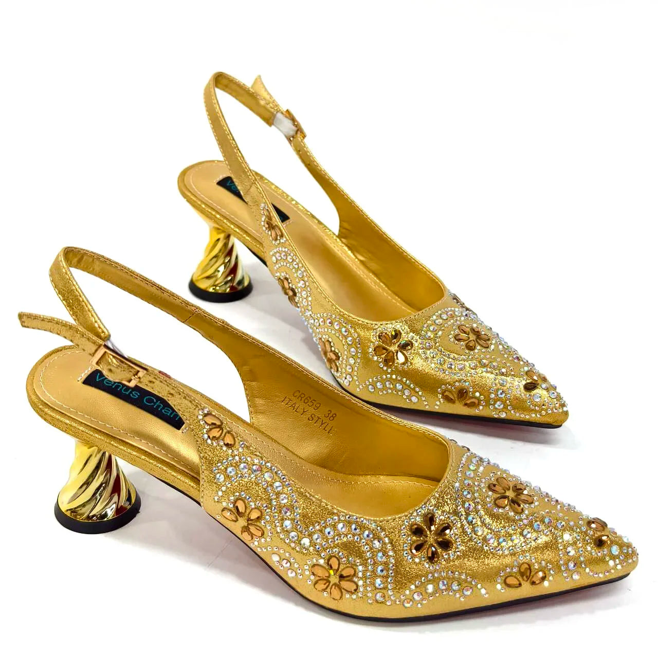 Elegant Rhinestone Pointed-Toe Pumps With Matching Bag Set Large Capacity Bag for Women's Party High Heels