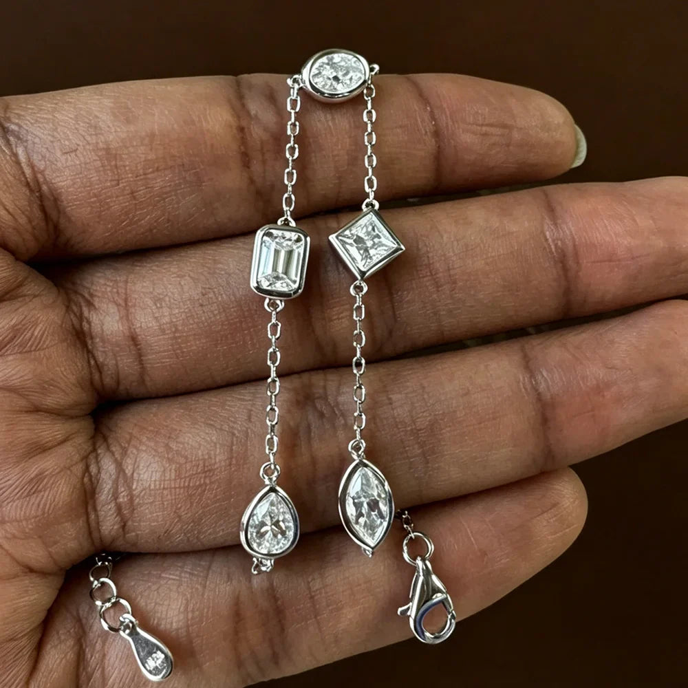 Multi Shape Moissanite Bracelets for Women S925 Silver  Certified Pear/Oval/Marquise/Princess Cut Diamond Wrist Chain