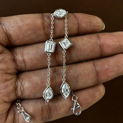 Multi Shape Moissanite Bracelets for Women S925 Silver  Certified Pear/Oval/Marquise/Princess Cut Diamond Wrist Chain