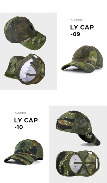 Outdoor Camouflage Adjustable Cap Mesh Tactical Skull Cap Army Airsoft Fishing