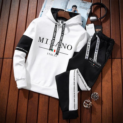 Hot Sales Mens Tracksuit Casual Print Sweatshirts Single Piece Hoodie Pants Sports Jogging Mens Clothing AutumnWinter Sportswear
