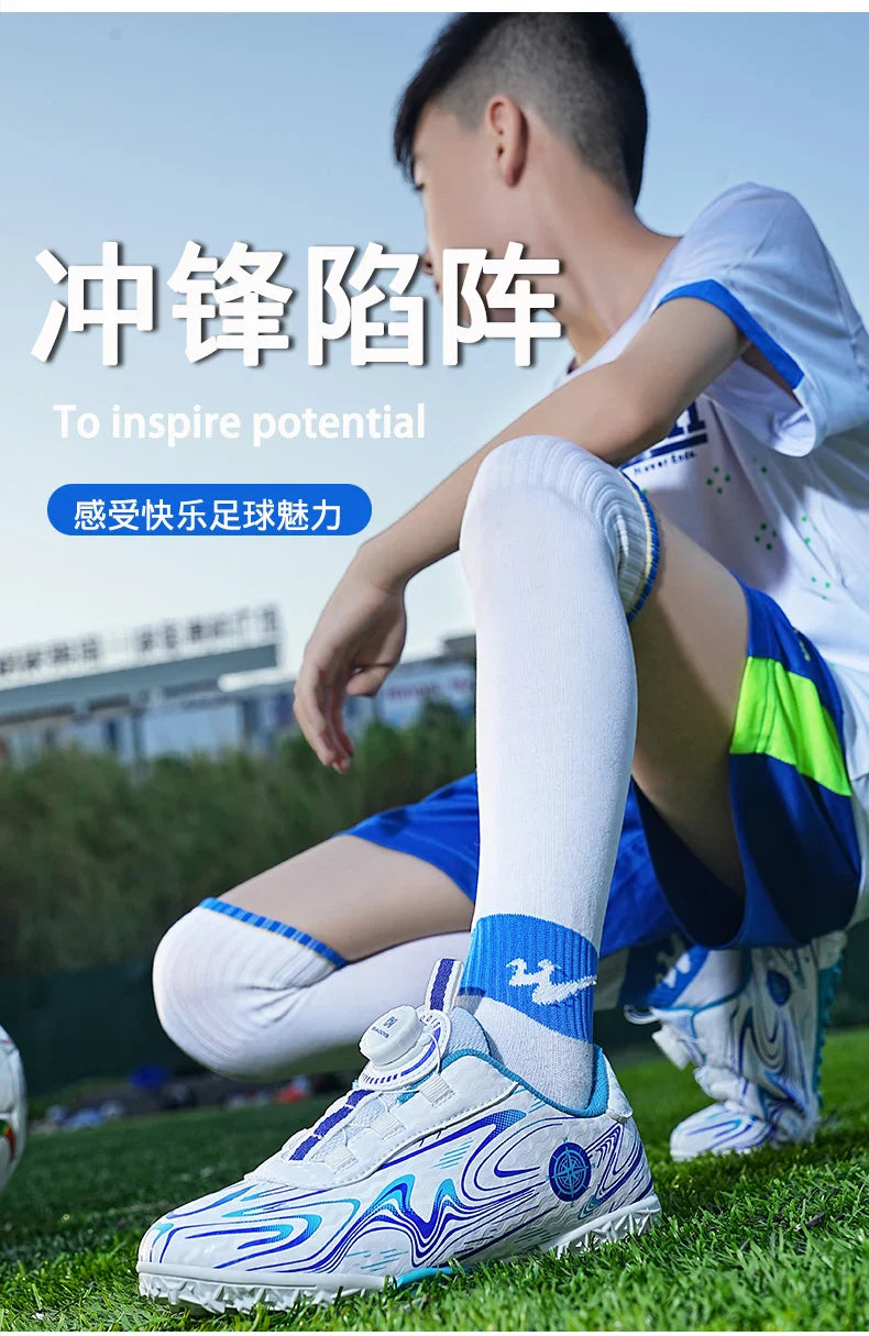 Kids Soccer Cleats Boys Girls Professional Football Shoes FG/TF Grass Training Non-Slip Athletic Sneakers Breathable Comfortable