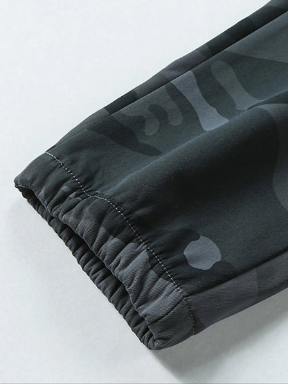 Men's Plain Sports and Casual Trousers with Drawstring Elastic Waist, Camouflage, with Pockets, Suitable for Outdoor Camping, Hiking and Mountaineering, Exercise and Fitness