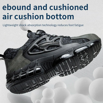 Rotating Button Safety Shoes Men Steel Toe Sneaker Air Cushion Work Shoes Man Puncture Proof Work Safety Boots Protective Shoes