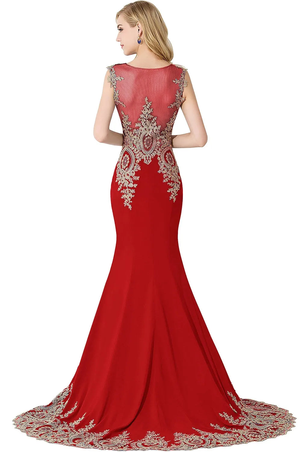 Vestidos de Baile Sereia de Renda Transparente, Luxuosos Apliques, Bordados, Missangas, Vestidos de Noite Ilusão, Vestido de Festa Longo