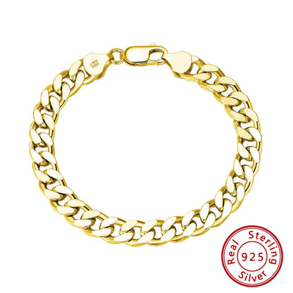 Women Men's Bracelets Curb Cuban Chain 925 Sterling Silver Luxury Fashion Jewelry Gift Christmas Couple Jewellery SB104