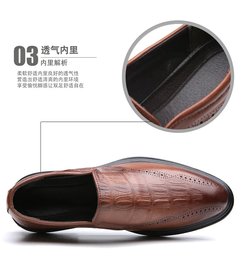 2026 Spring Autumn New Designer Brogue Shoes for Men Fashion Business Casual Shoes Male Solid Color Leather Shoe Loafers Man