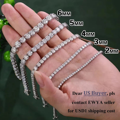 925 Sterling Silver Moissanite Bracelet 0.1ct 3mm D VVS1 Diamond with GRA for Women Sparkling Wedding Party Fine Jewelry