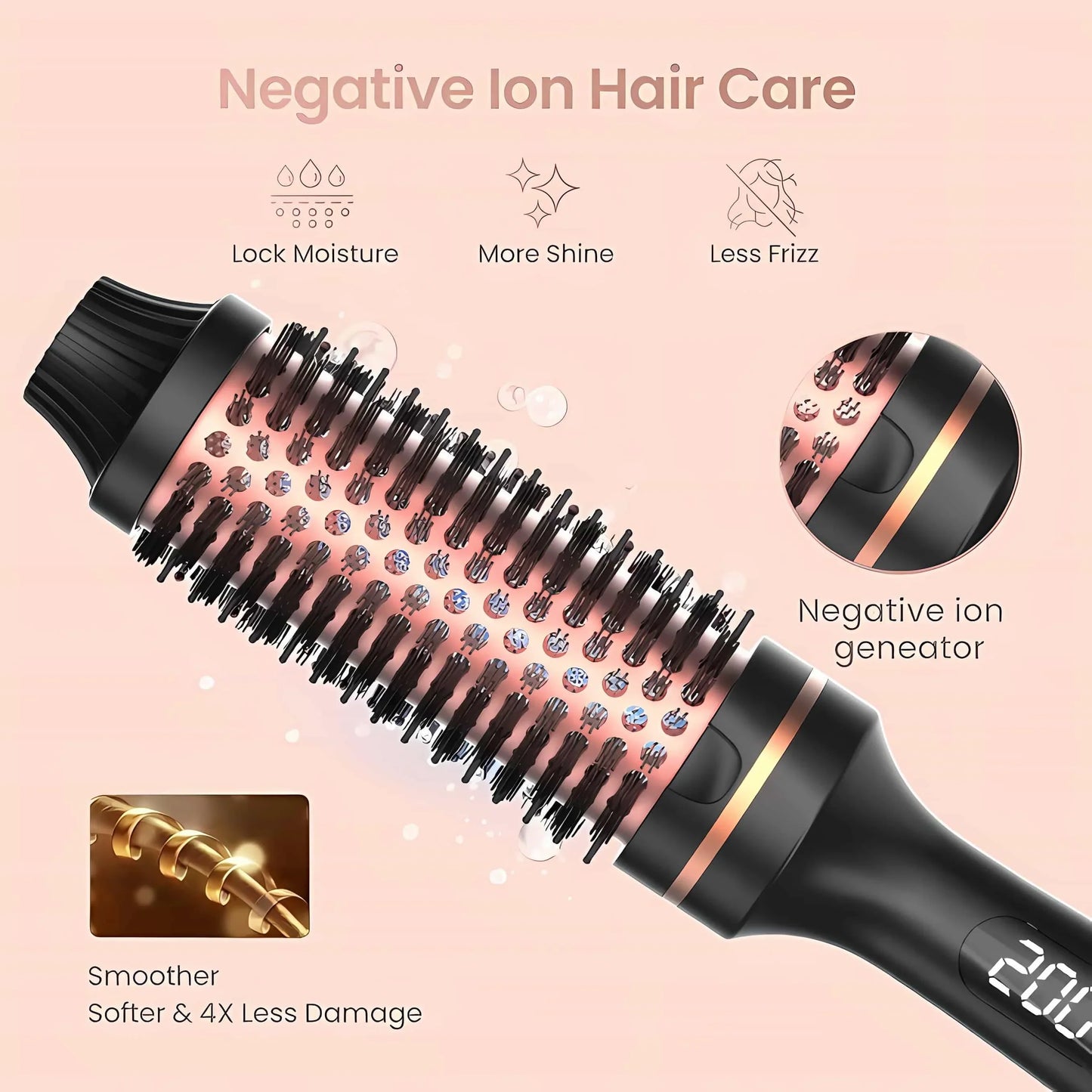 Thermal Brush Styling Comb Electric Fast Heating Anti Scald 3 in 1 Straightener Heated Brush Professional Hair Styling Brush