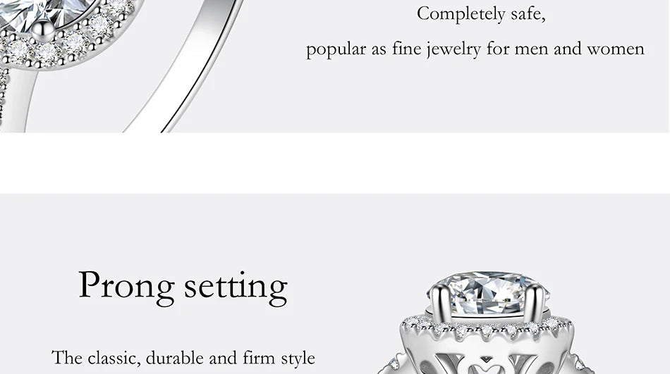 Moissanite Ring For Women S925 Pure Silver Plated 18K White Gold Round Diamond Proposal Wedding High-end Jewelry