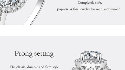 Moissanite Ring For Women S925 Pure Silver Plated 18K White Gold Round Diamond Proposal Wedding High-end Jewelry