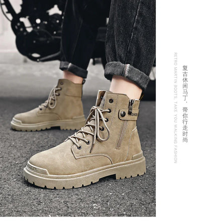 Men's high top casual boots four seasons new outdoor anti slip comfort workwear boots fashion versatile trendy boots men's shoes