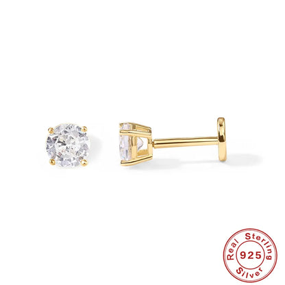 1Piece 925 Sterling Silver Labret Lip Ring Zircon Ear Studs Earrings For Women 2/3/4mm Tragus Cartilage Piercing Jewelry