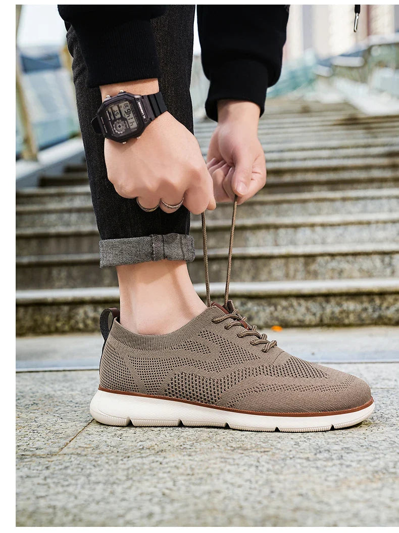 Large Size Comfortable Men's Shoes Light Fashion Casual Sports Shoes Breathable Flying Mesh Top Loafers