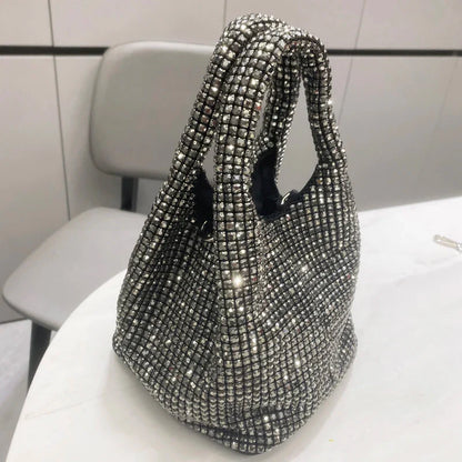 Shiny Crystal Clutch purse bucket Shoulder bag rhinestone Handmade purses and handbags luxury Designer Evening clutch Bag Purse
