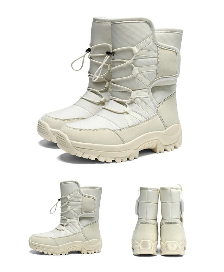 Men's Winter Shoes Waterproof Men's Boots Warm Plush Couple Snow Boots Outdoor Non-slip Hiking Boots Men Work Ankle Boots