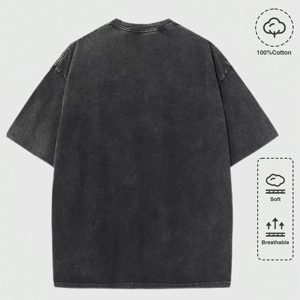 America California City Letter Washed T-Shirts Mens Oversized Cotton T Shirt Summer Short Sleeve O-Neck Tops Casual Male Tees